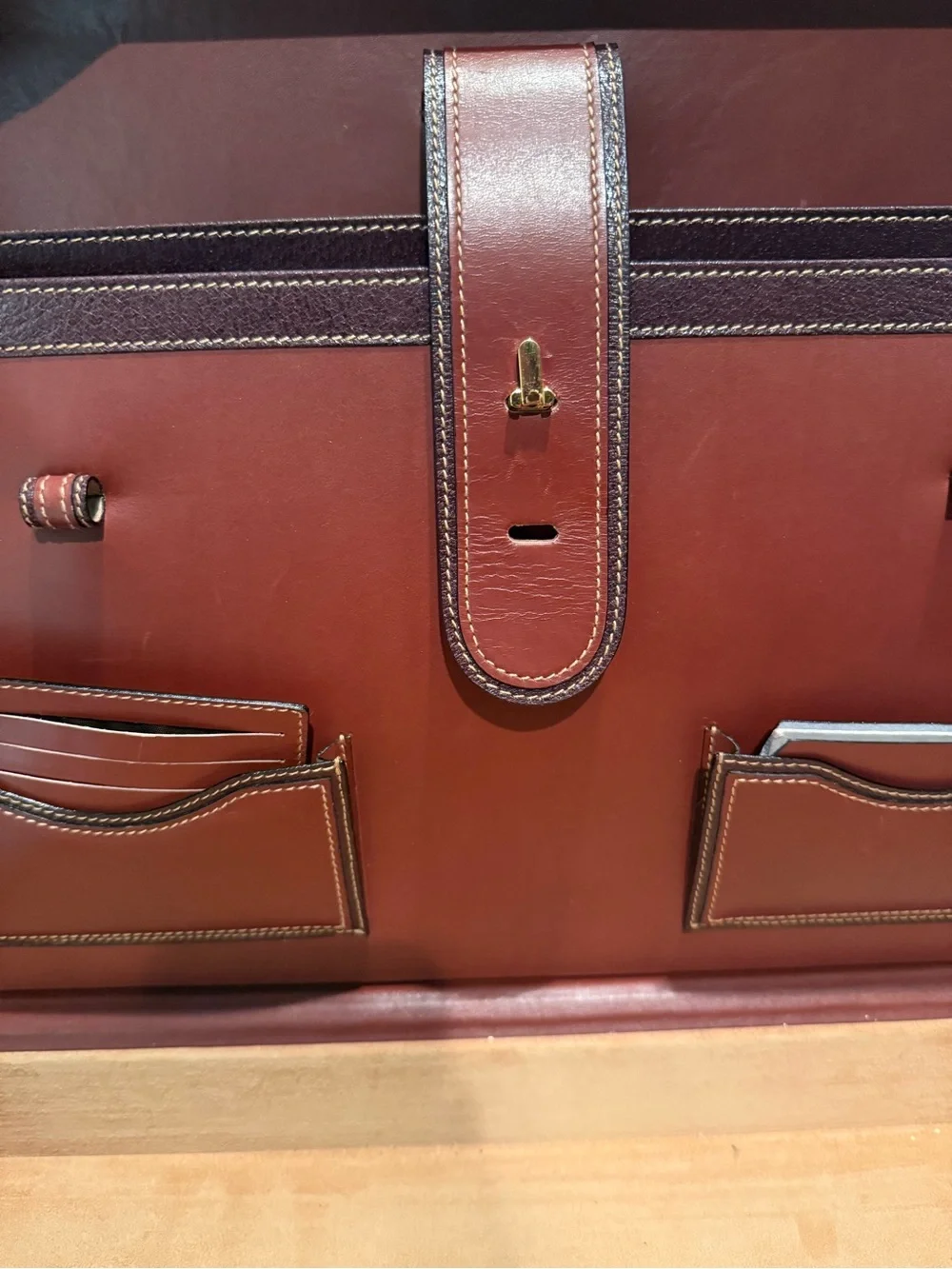 Men's Leather Briefcase in Chestnut Brown with Top Handle